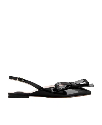 Roger Vivier Slingback Bow Ballerinas In Patent Leather In Black