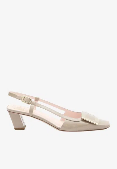 Roger Vivier Slingback Leather Pumps In Neutral
