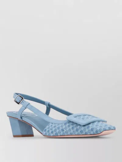 Roger Vivier Belle Vivier Slingback Pumps In Jacquard Denim In Blue