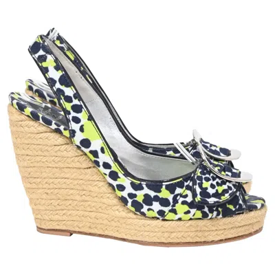 Roger Vivier Slingback Summer Wedges In Multicolor Canvas