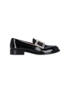 Roger Vivier Slip-on Black Patent Loafers With Crystal Buckle Detail In Black