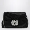 Roger Vivier Embellished Foldover Top Crossbody Bag In Black