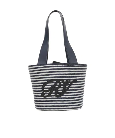 Roger Vivier Striped Shoulder Bag In Black