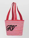 Roger Vivier Small Straw Shoulder Bag Striped Pattern In Red