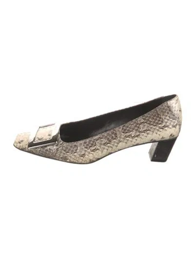 Pre-owned Roger Vivier Snakeskin Animal Print Pumps In Neutral