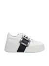 Roger Vivier Viv Skate High Strass Leather Sneakers In White