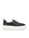 Roger Vivier Viv Up Embellished Buckle Sneakers In Black