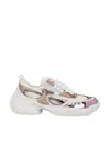 Roger Vivier Viv' On The Run Sneakers In Leather And Fabric In M417(pink Taffe)+b001(white)+