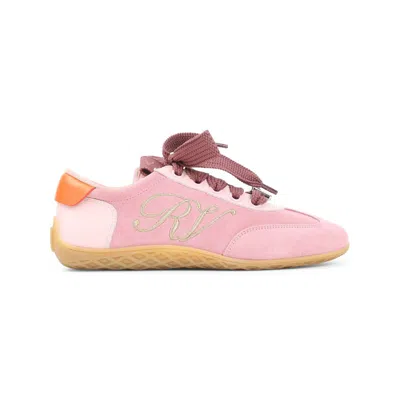 Roger Vivier Low Sneakers Contrast Heel Tab Rubber Sole In Pink