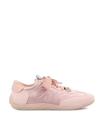 Roger Vivier Viv Low Sneakers In Suede In Pink
