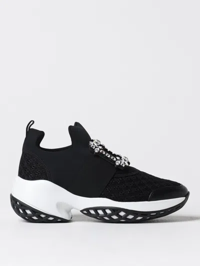 Roger Vivier Run Sneakers With Ridged Rubber Sole In Black