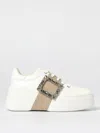 Roger Vivier Leather High-top Sneakers Crystal Buckle In White