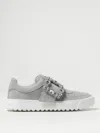 Roger Vivier Very Vivier Suede Buckle Slip-on Sneakers In Grey