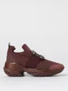 Roger Vivier Viv' Run Sneakers With Crystal-buckle In Burgundy
