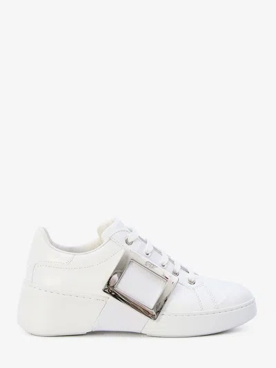 Roger Vivier Leather Viv Skate Sneakers In White