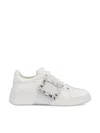 Roger Vivier Crystal-embellished Low-top Sneakers In White
