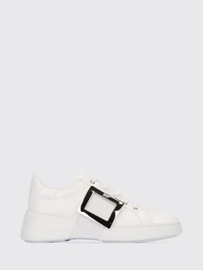Roger Vivier Viv Skate Calfskin Sneaker With Buckle In White