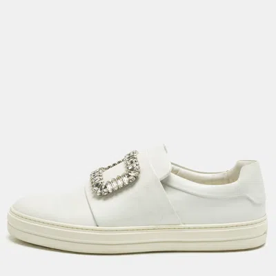 Pre-owned Roger Vivier Sneaky Viv Size 40 White Leather Lace Up Sneakers