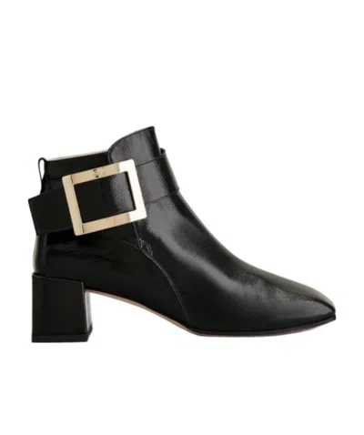 Roger Vivier So Vivier Metal Buckle Ankle Boots In Patent Leather