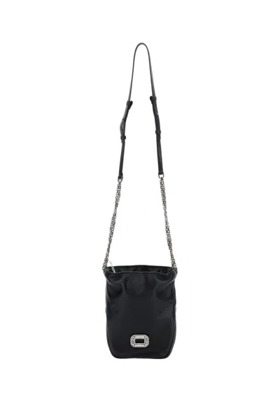 Roger Vivier Soft Leather Shoulder Bag With Silver Embellishment In Black
