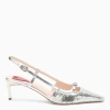 Roger Vivier Small Buckle Slingback Pumps In Silver