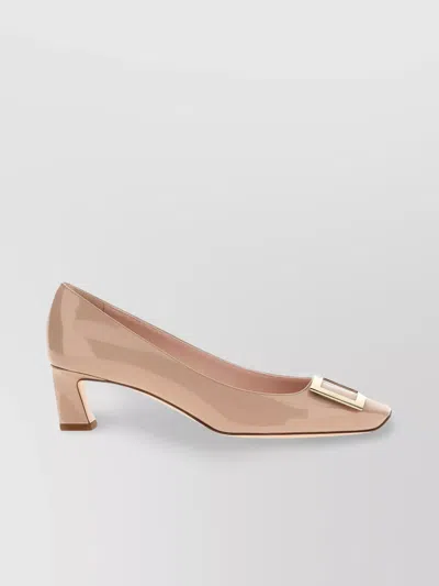 Roger Vivier Square Buckle Block Heel Pumps In Black