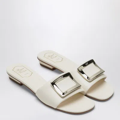 Roger Vivier Belle Vivier Embellished Patent-leather Mules In White