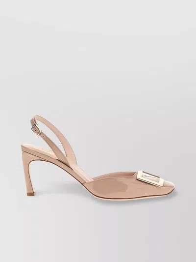 Roger Vivier Square Buckle Patent Slingback Pump In Pink
