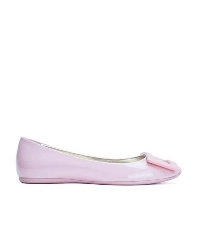 Roger Vivier Square Button Flat Soled Shoes In Purple