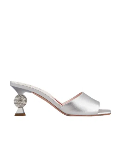 Roger Vivier Square-headed High-heeled Sandals In Gray