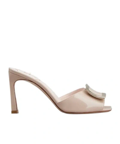 Roger Vivier Square-headed High-heeled Sandals In Nude