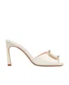 Roger Vivier Square-headed High-heeled Sandals In White