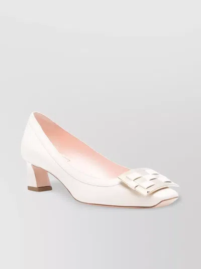 Roger Vivier Square Leather Pumps With Low Block Heel In Multicolor