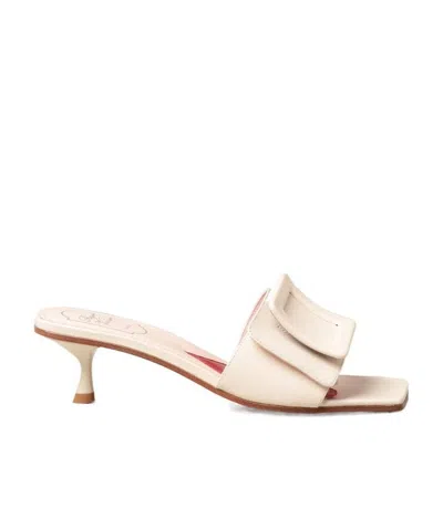 Roger Vivier Square Toe High Heel Sandals In White