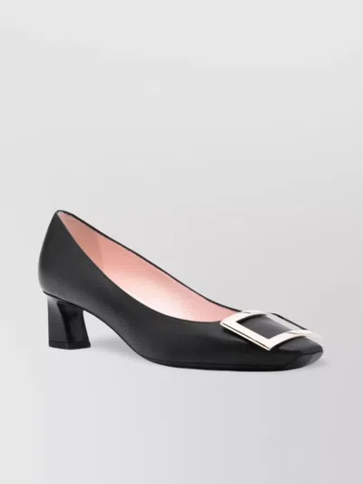 Roger Vivier Square Toe Leather Pumps With Logo Buckle