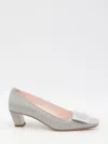 Roger Vivier Elegant Square Toe Pumps With Skyscraper Heel In Gray