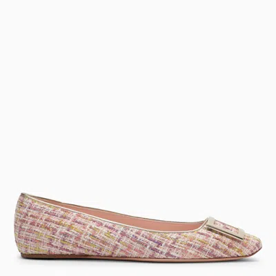 ROGER VIVIER SQUARE TOE ROSE BALLERINA FLATS FOR WOMEN IN PINK