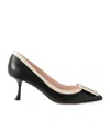 Roger Vivier Viv' In The City 65 Buckled Two-tone Leather Pumps In Black