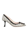 Roger Vivier Viv In The City Patent Leather-trimmed Tweed Pumps In White