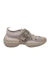Roger Vivier Beige Viv Run Strass Buckle Sneakers In Nude