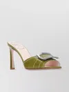 Roger Vivier Stitching Mule 85 Buckle Open Stiletto In Green