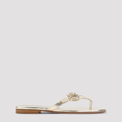 Roger Vivier Strass B Flip Flops For Women In Nude & Neutrals