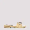 Roger Vivier Crystal Buckle Braided Raffia Espadrilles In Crema Chiaro