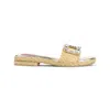 Roger Vivier Crystal Buckle Braided Raffia Espadrilles In Neutrals