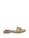 Roger Vivier Strass Buckle Raffia Espa Mule 25 In Neutral