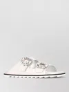 Roger Vivier Strass Buckle Slides Flat Sole Open Toe In White