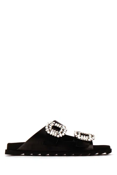Roger Vivier Strass Buckle Slidy Viv Pumps In Black