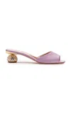 Roger Vivier Strass-embellished Heel Satin Mules In Purple