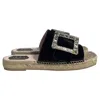 Roger Vivier Strass Espadrille Platform Slides In Black Velvet In Black