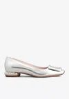 Roger Vivier Strass Heel Ballerina Flats In Patent Leather In Silver